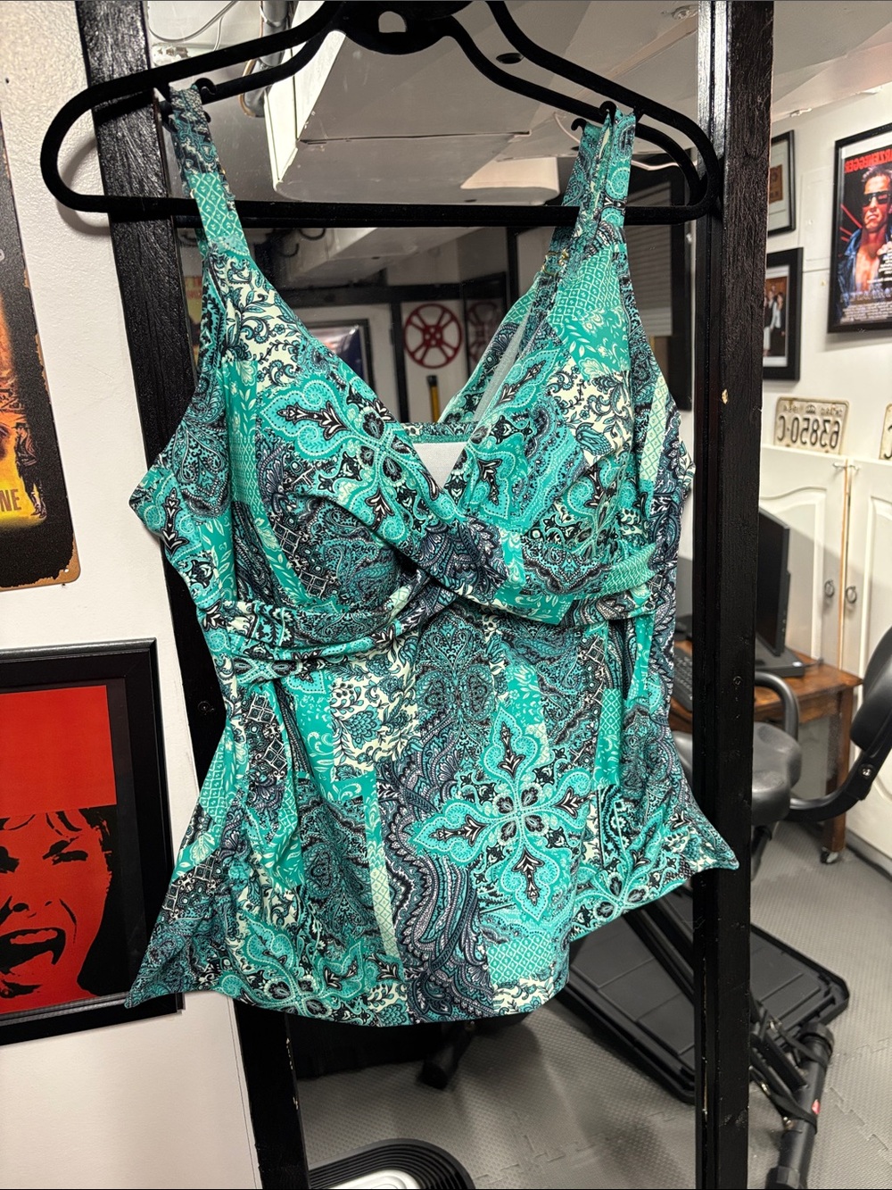 Paisley Print Swim top in Teal